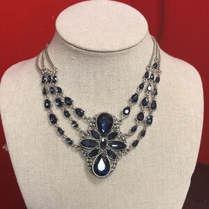 2028 Silver tone Blue Stone Necklace Jeweled Pendant NWT